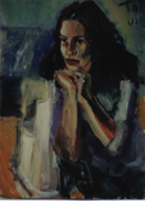 Portraitstudie  von Michaela - 100 x 80 Acryl 2001
